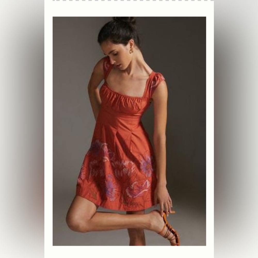 BY ANTHROPOLOGIE EMBROIDERED MINI DRESS
